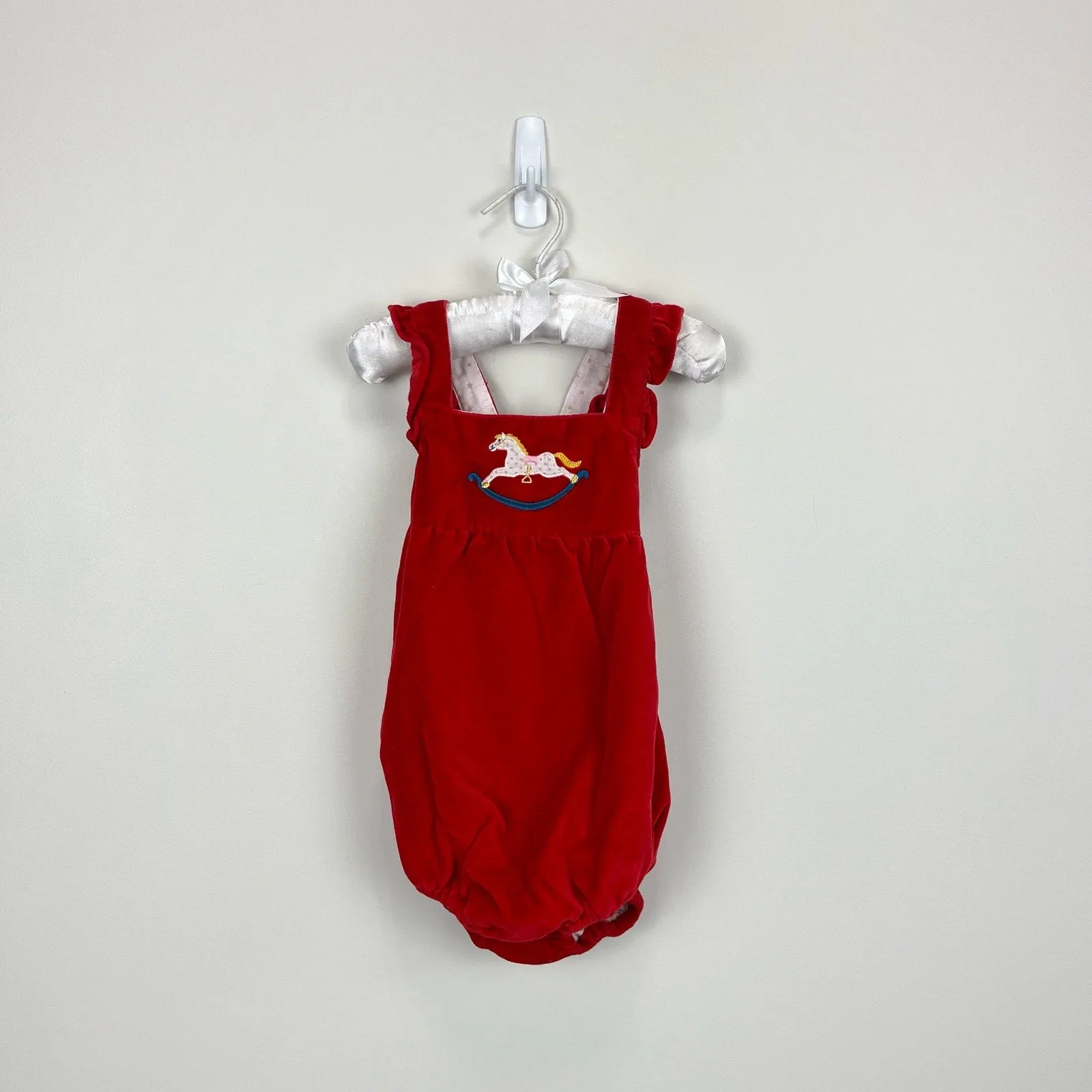 Worth Every Penny Mini Boden Polish Red Velvet Rocking Horse Romper 18-24 Months  Last Chance!