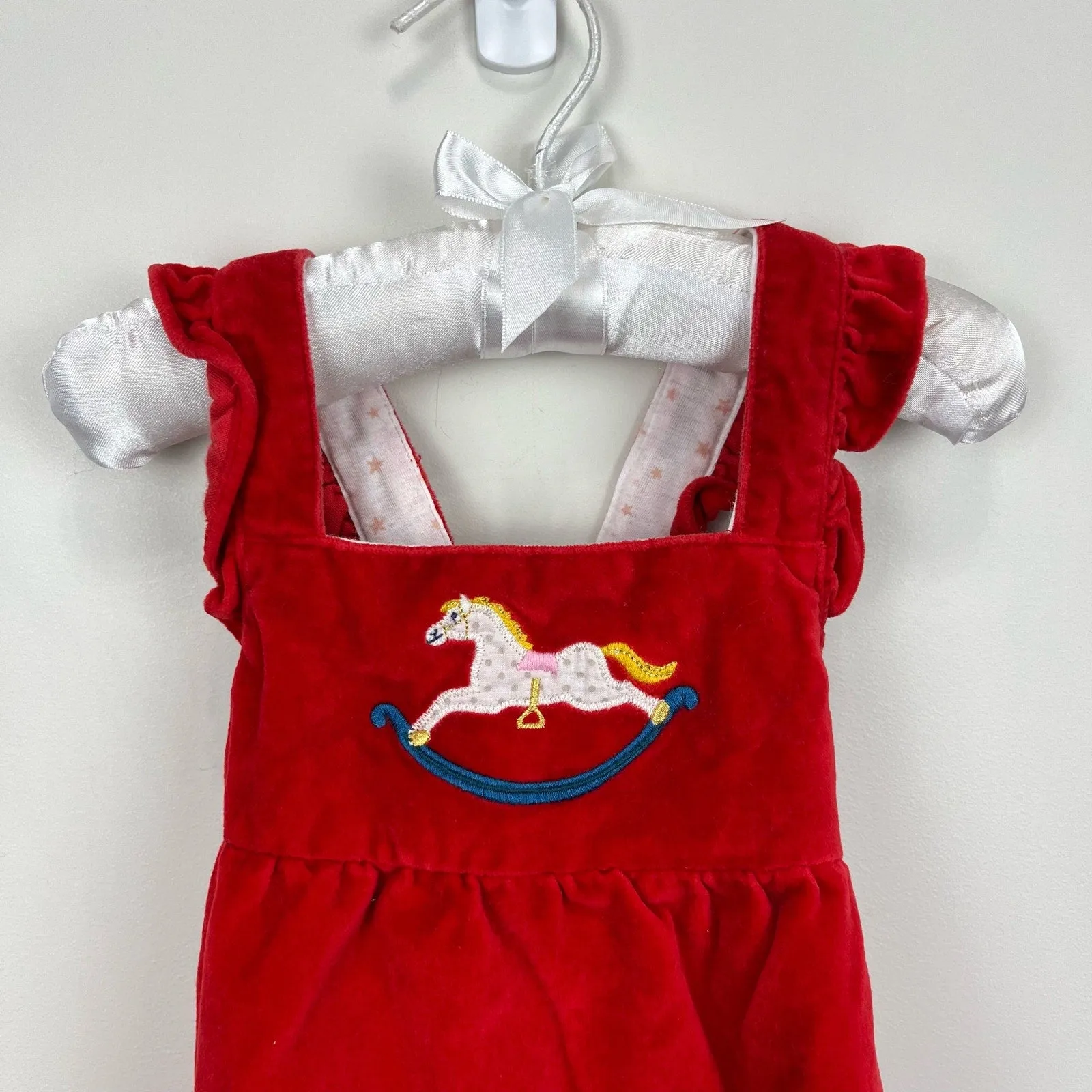 Worth Every Penny Mini Boden Polish Red Velvet Rocking Horse Romper 18-24 Months  Last Chance!