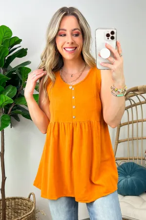 You First Button Detail Peplum Tank Top - FINAL SALE